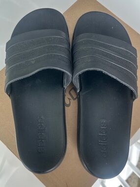 adidas Black Slide Sandals with Textured Strap